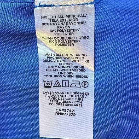 ANN TAYLOR Royal Blue Skirt Rayon Lined Midi Pencil Buttons Soft Women’s 10 - Picture 10 of 13